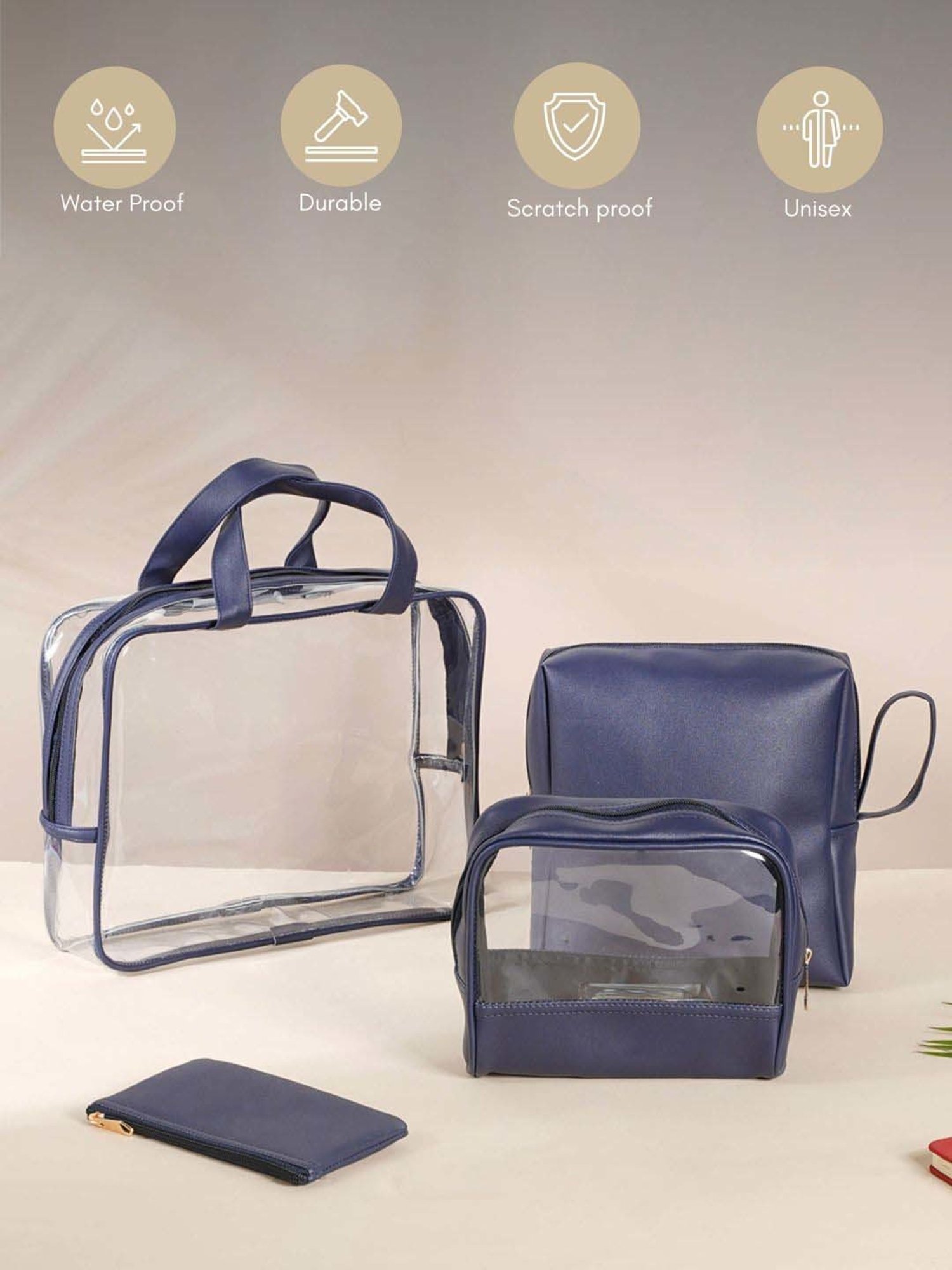 HOSTA HOMES Black Pvc Parachute Material Zipper Bag - Set of 2