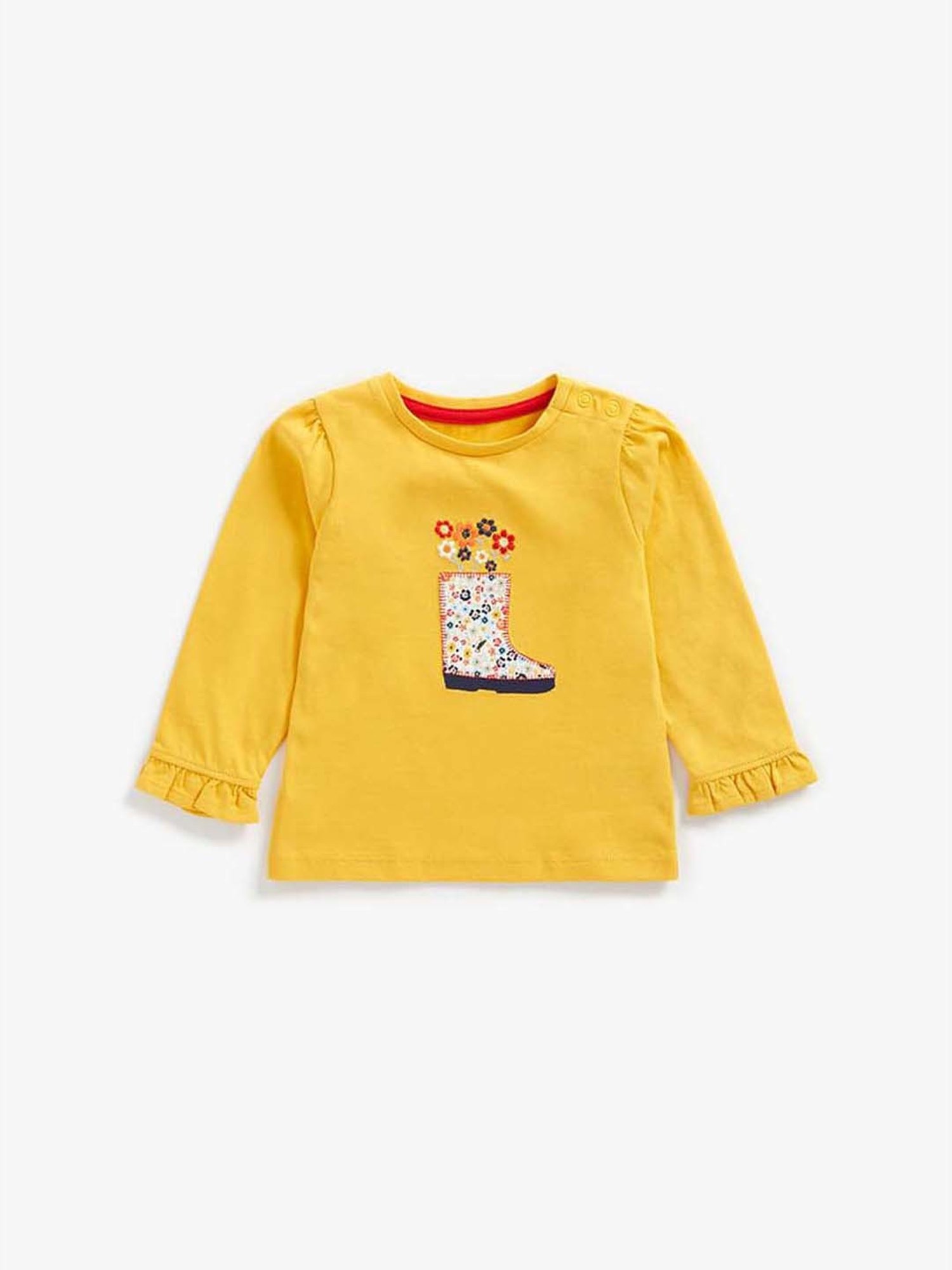 Mothercare Kids Yellow Cotton Applique Full Sleeves Top