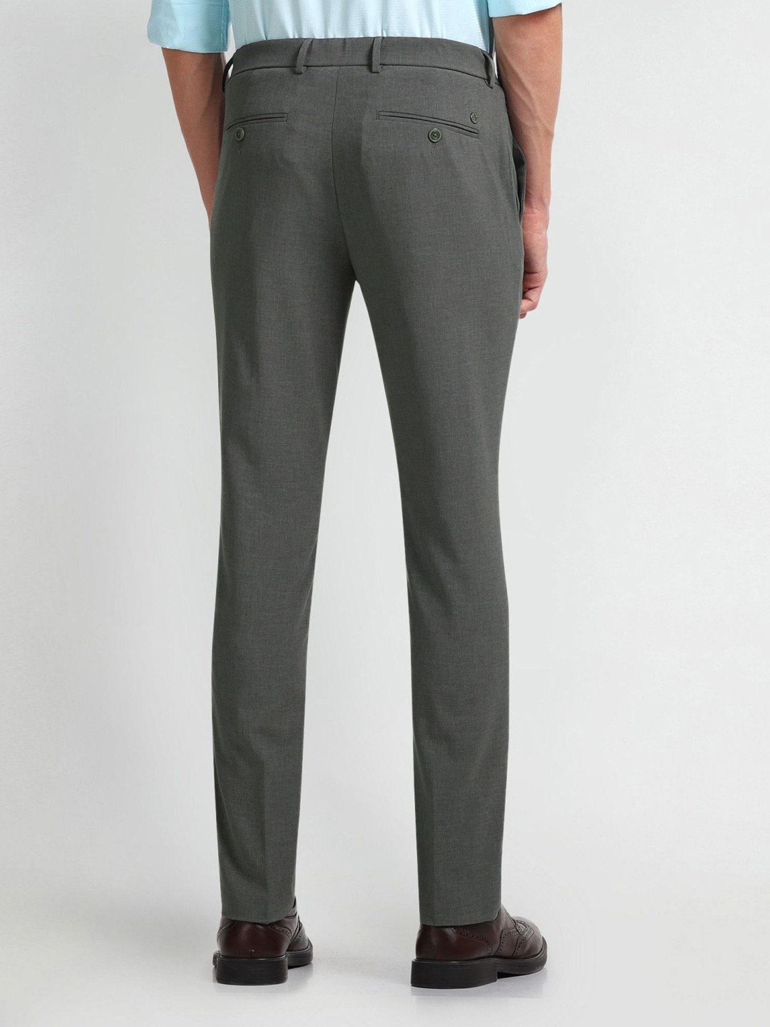 Arrow New York Olive Slim Fit Self Pattern Trousers