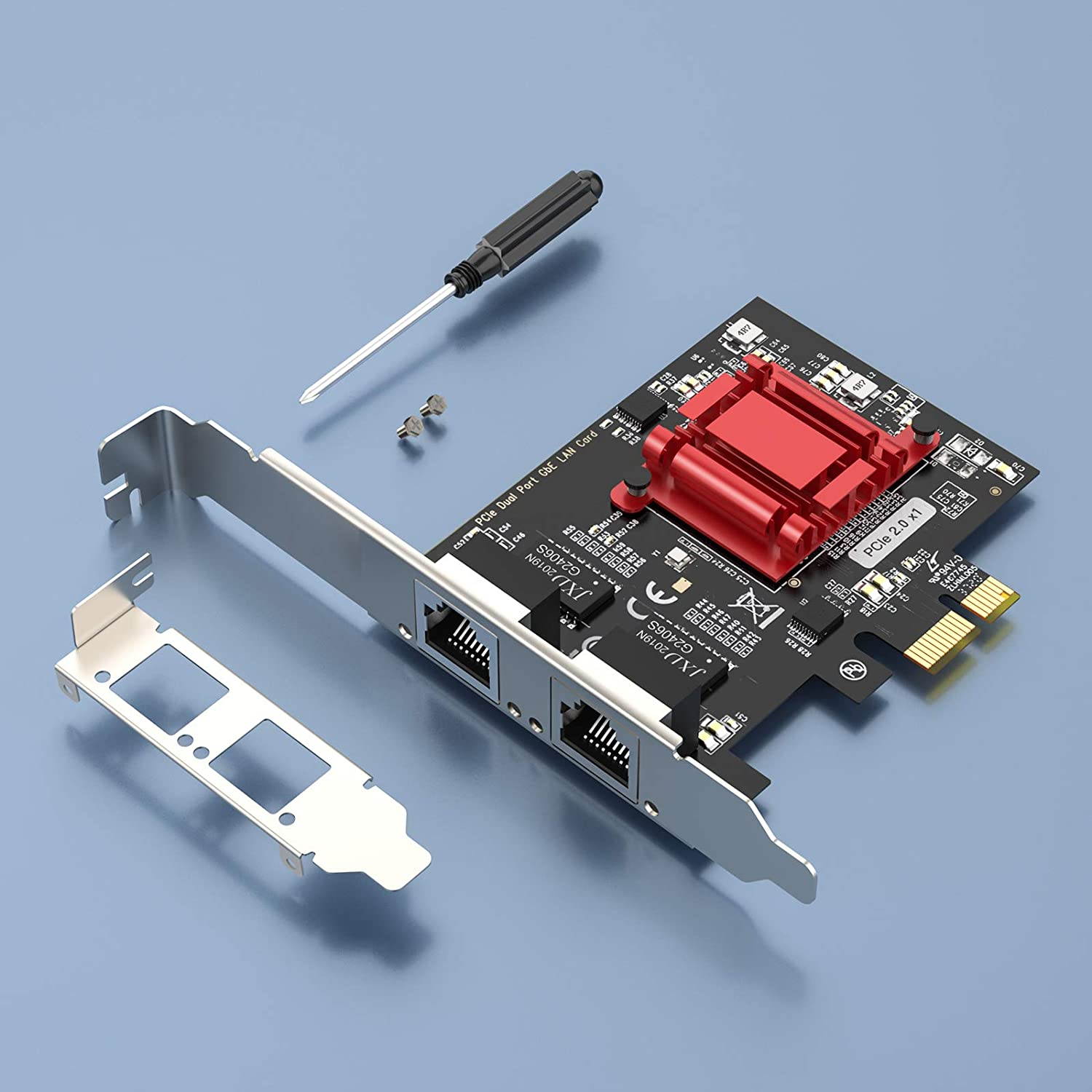 Dual Port 1Gbps PCIe Network Card with Intel 82576 Chip, Gigabit Ethernet Converged Adapter, 2 RJ45 Ports PCI Express NIC Card for Server Support Windows/Windows Server/Linux/Freebsd/DOS