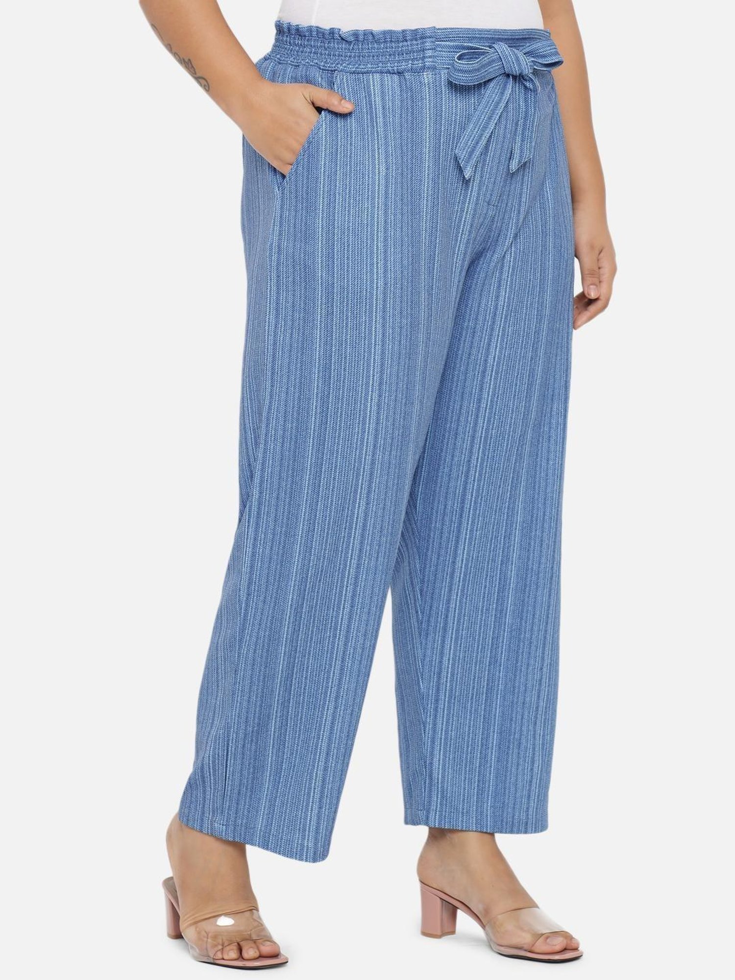 Amydus Light Blue Striped Trousers