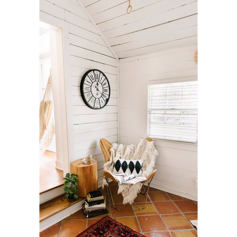 24" Round Metal & Wood Wall Clock White - 3R Studios