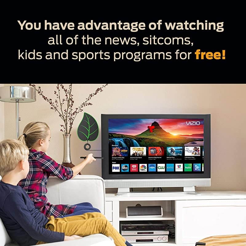 Antenna for Digital Indoor-HD High Definition Television &ndash; Smart Signal Strength Amplifier Premium Power Booster Long Range Antennas, Clear Channel Reception Miles Away - Adapter with 9.8f Cable