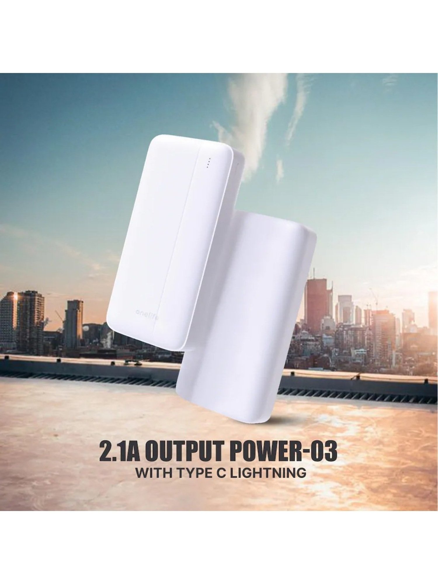 Onelife Power 03, 20000mAh 12W Lithium-Polymer Power Bank with Dual Input, Dual Output (White)