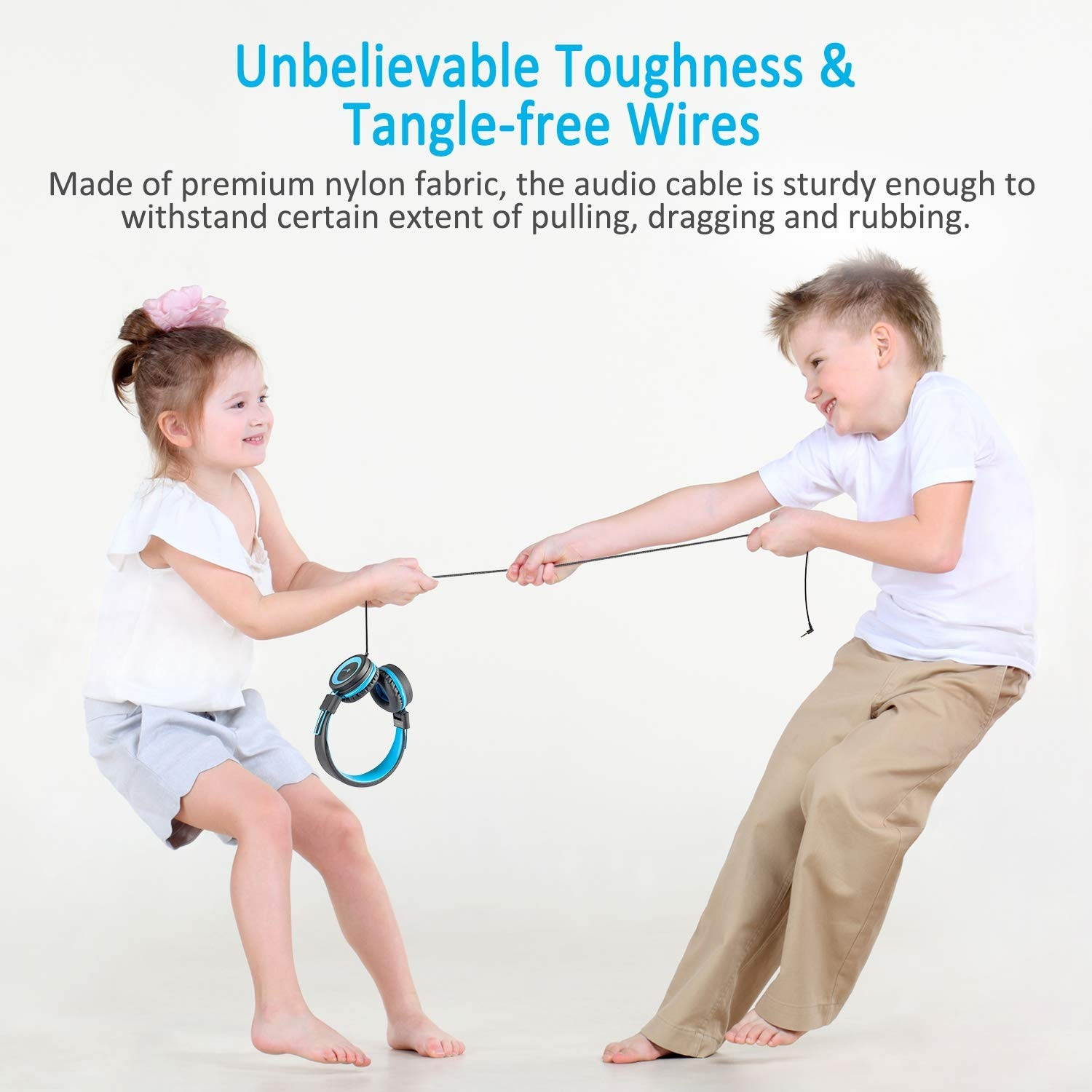 iClever HS14 Kids Headphones, Headphones for Kids with 94dB Volume Limited for Boys Girls, Adjustable Headband, Foldable, Child Headphones on Ear for Study Tablet Airplane School, Black