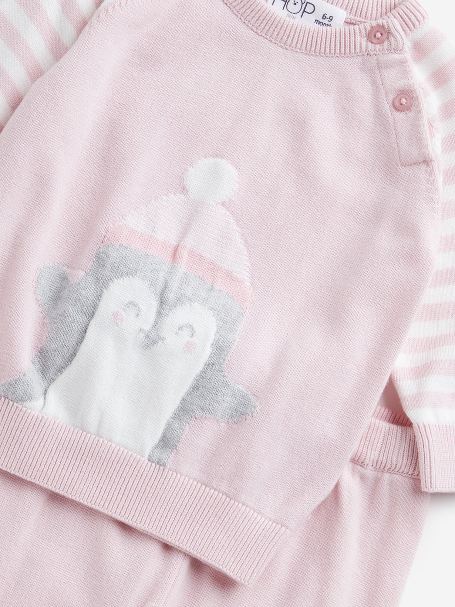 HOP Baby by Westside Light Pink Animal Print Cotton Sweater & Pants Set