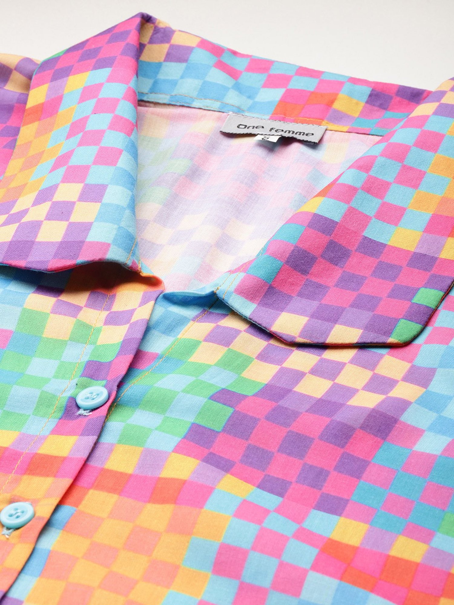 One Femme Multicolor Check Shirt