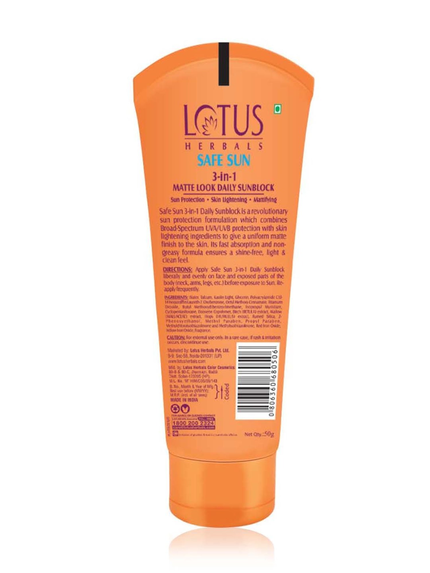 Lotus Herbals Safe Sun 3 In 1 Matte Look Daily Sunblock SPF 40 - 50 gm