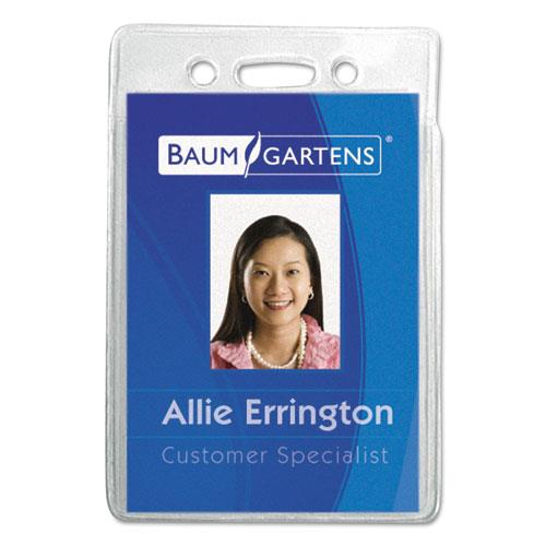 Baumgartens Vinyl Badge Holder Punched Vert 2-3/8"x3-3/8" 12/PK CL 67820