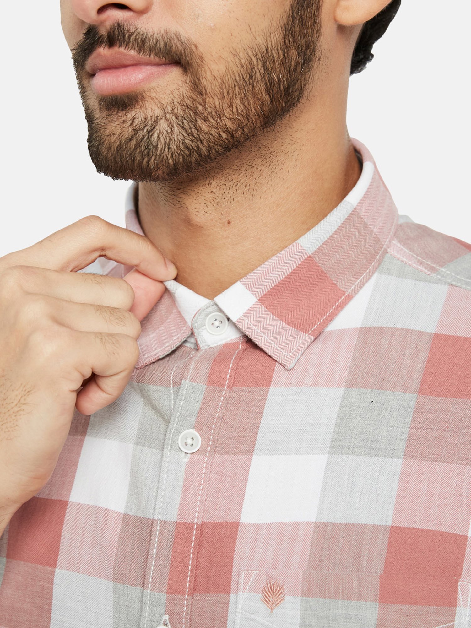 METTLE Coral Regular Fit Check Shirt