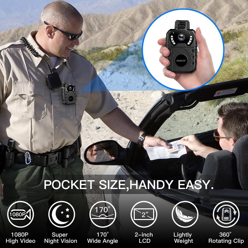 BOBLOV 1080P HD Body Worn Camera,Portable Multi-Functional 170&deg; IR Night Body Mounted Camer Vision DVR Video for Police Officers, Security Guards and More (Built in 64GB)
