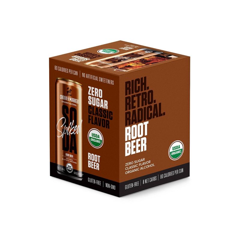 Crook & Marker Spiked Root Beer Soda - 4pk/11.5 fl oz Cans