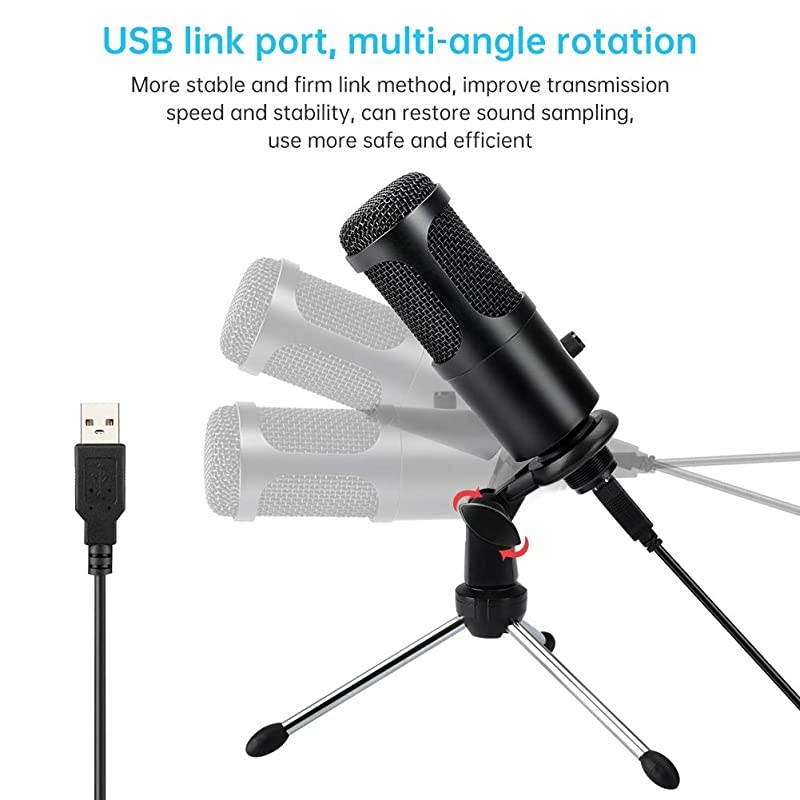 USB Microphone  Condenser PC Mic with Tripod Stand for Gaming Podcast Skype Chatting YouTube Videos Voice Overs and Streaming Compatible with iMac PC Laptop Desktop Windows Computer