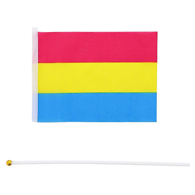 Juvale 60 Pack Pansexual Pride Flag, Handheld Stick Flags, LGBTQ Accessories (12 In)