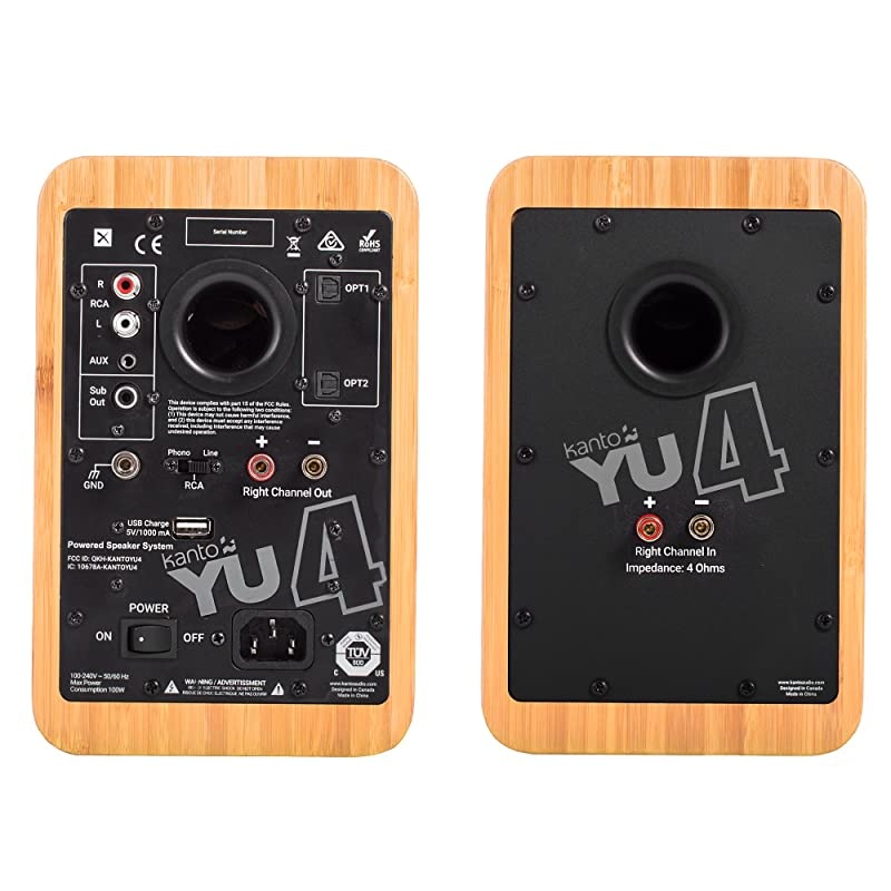 YU4 Powered Speakers with Bluetooth and Phono Preamp - Bamboo
