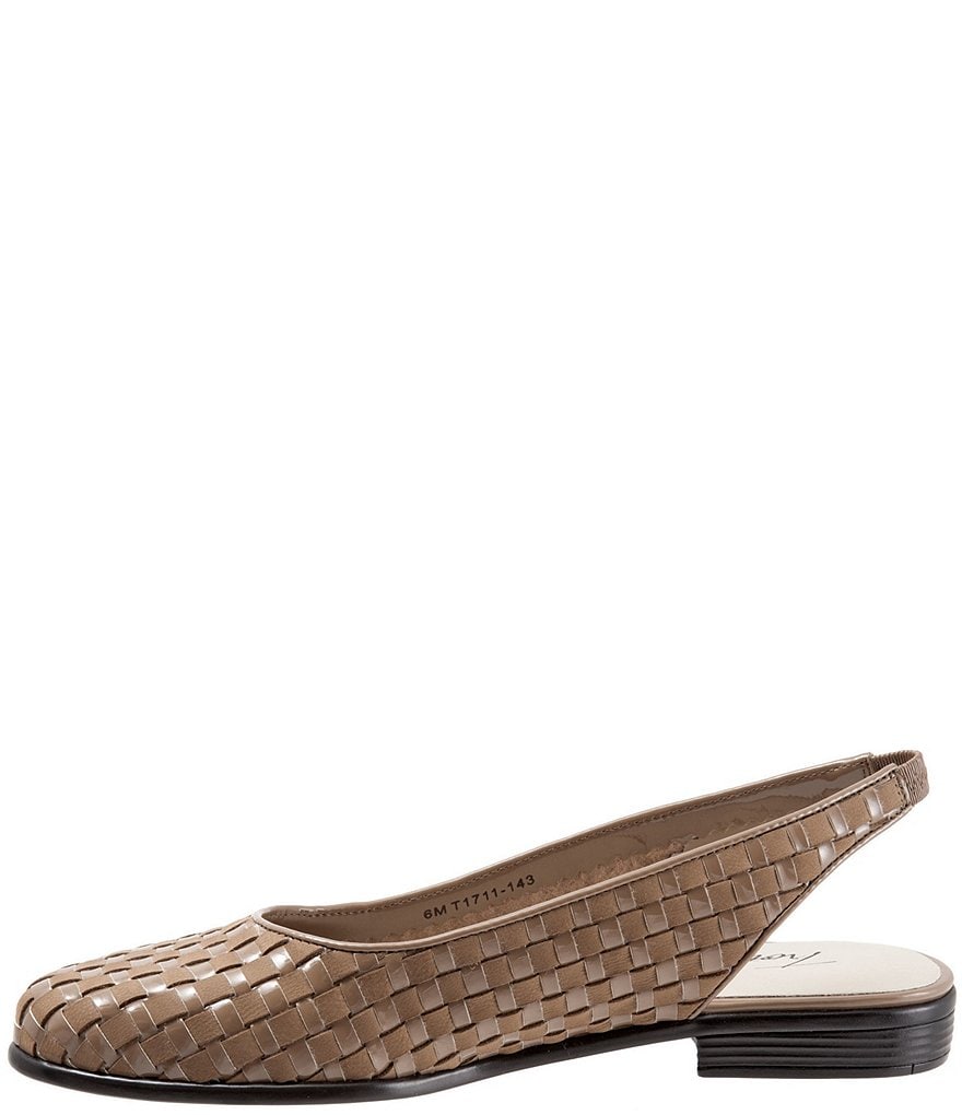 Trotters Lucy Woven Suede And Patent Leather Slingback Flats