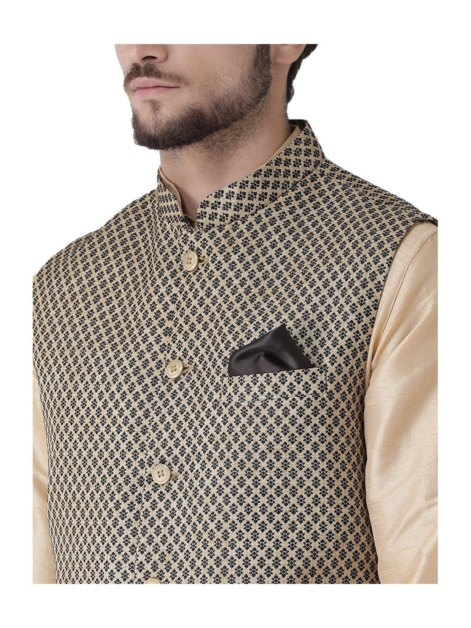 Tabard Black & Beige Regular Fit Suit