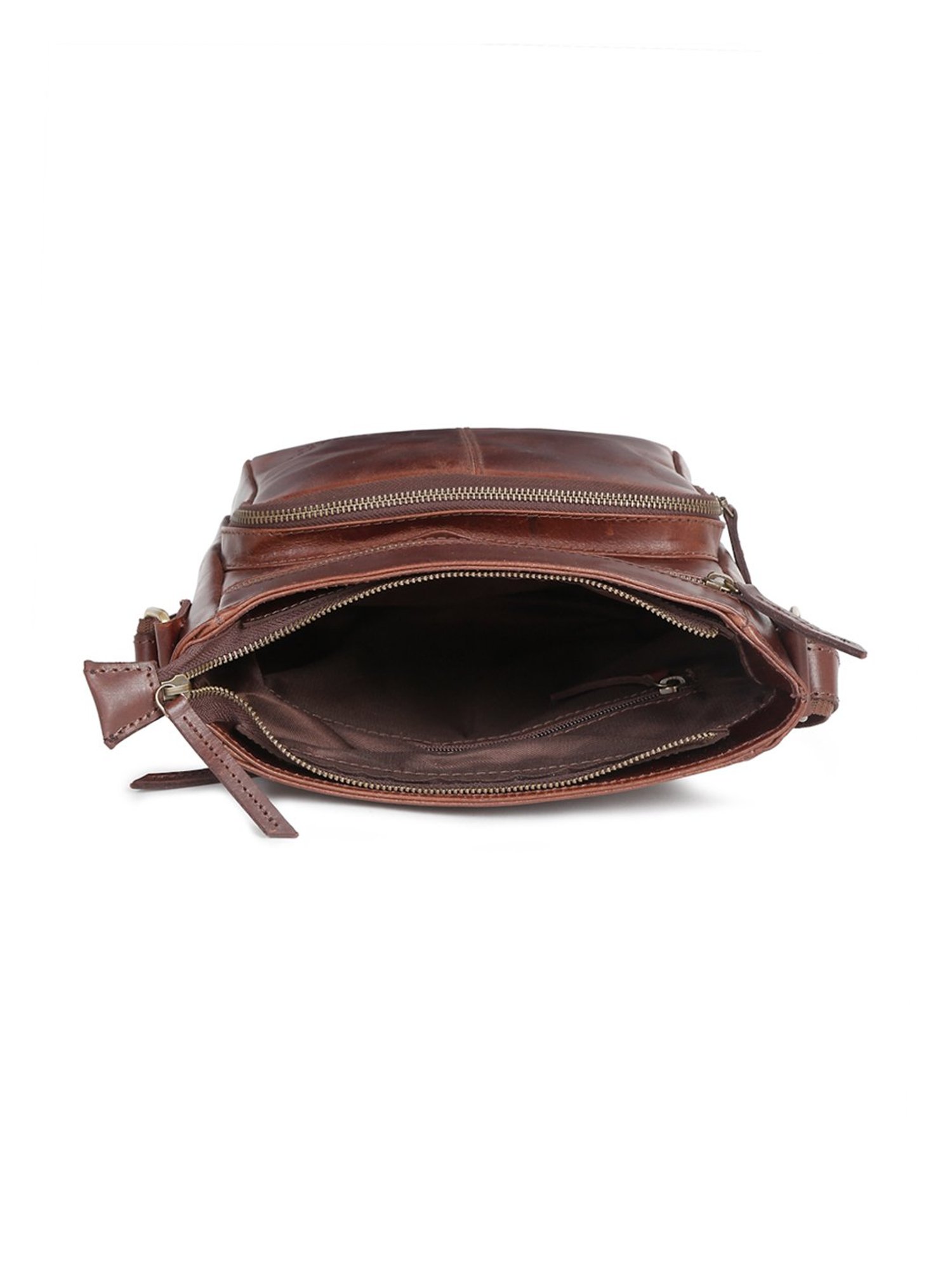 Teakwood Leathers Brown Leather Medium Messenger Bag