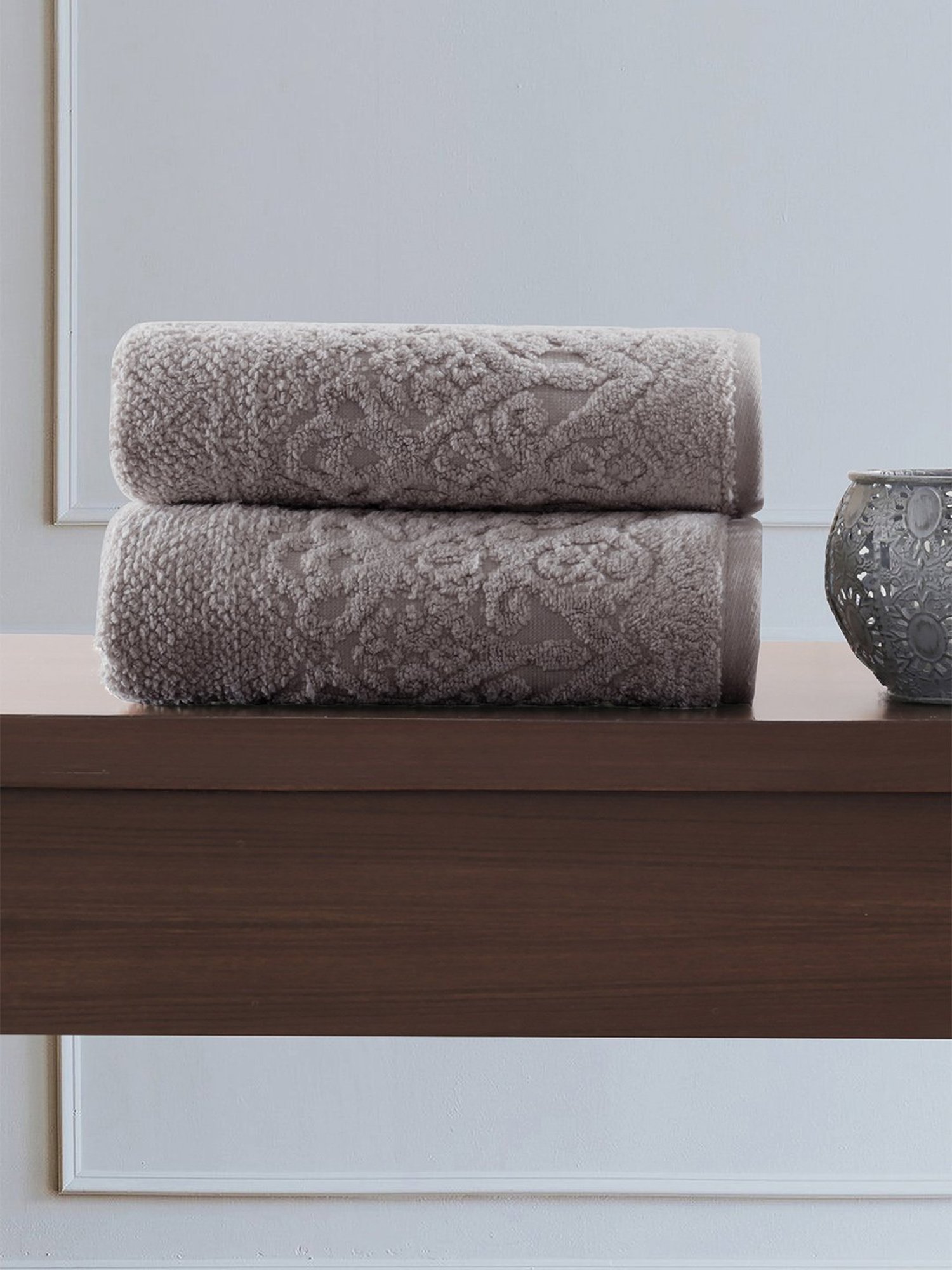 Maspar Grey 550 GSM Cotton Hand Towel - Set of 2