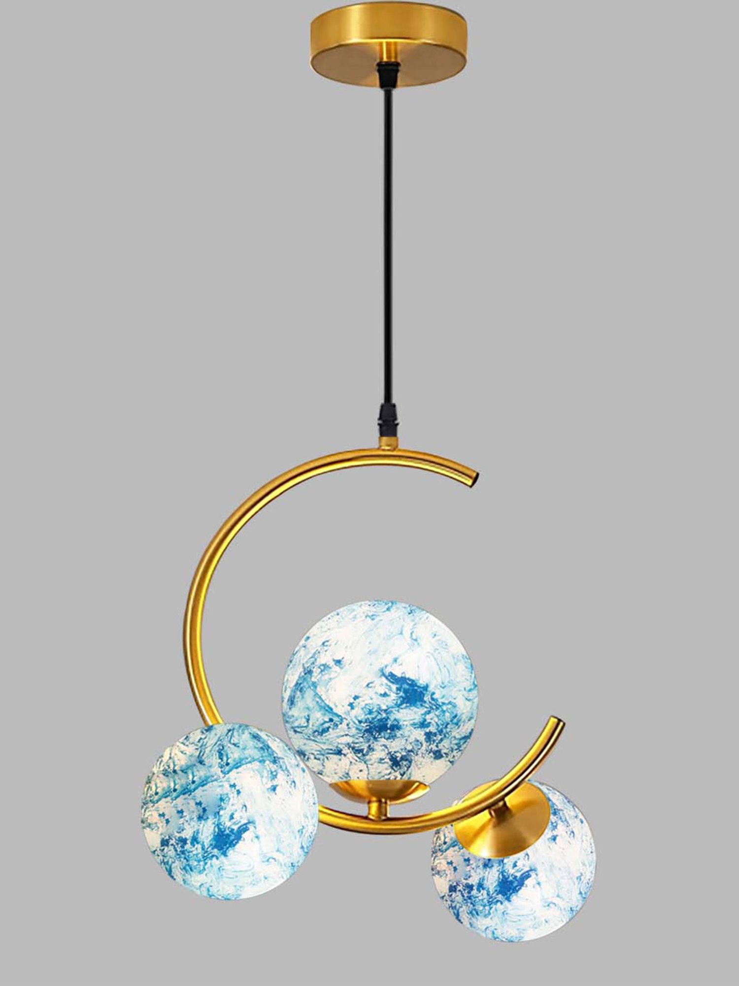 Homesake Turquoise & Gold Metal Modern 3 Globe Chandelier Hanging Light
