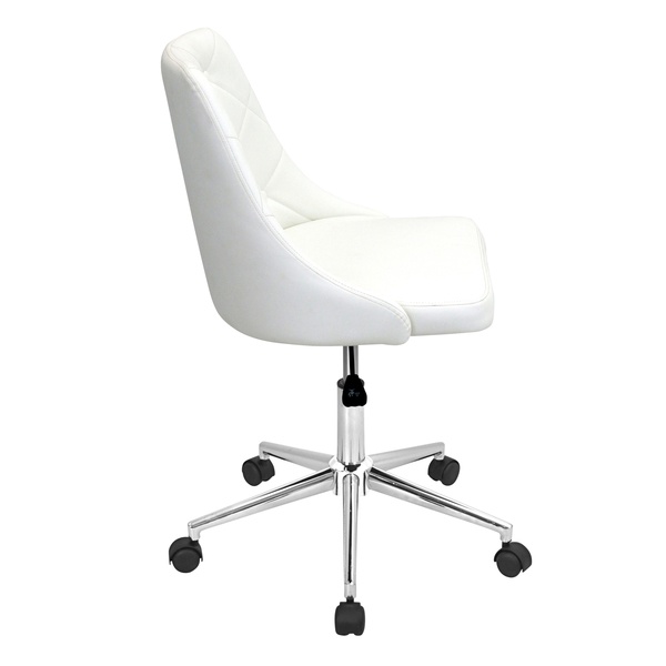 Lumisource Marche Upholstered Swivel Office Chair in White