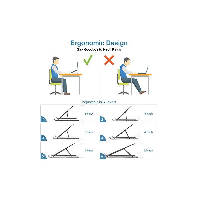 Stand, Adjustable Portable Holder,Aluminum Alloy Desktop Mount Compatible with 10-15.6 Inch MacBook PC-Notebook Tablet Thinkpad (Space Gray)