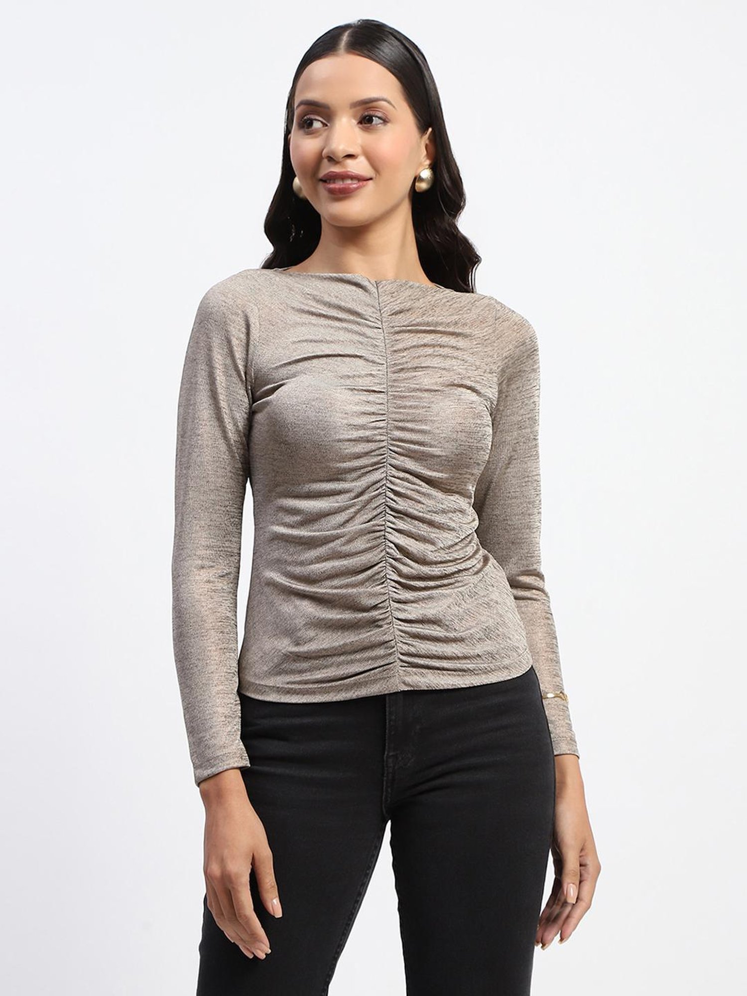 MADAME Grey Slim Fit Top