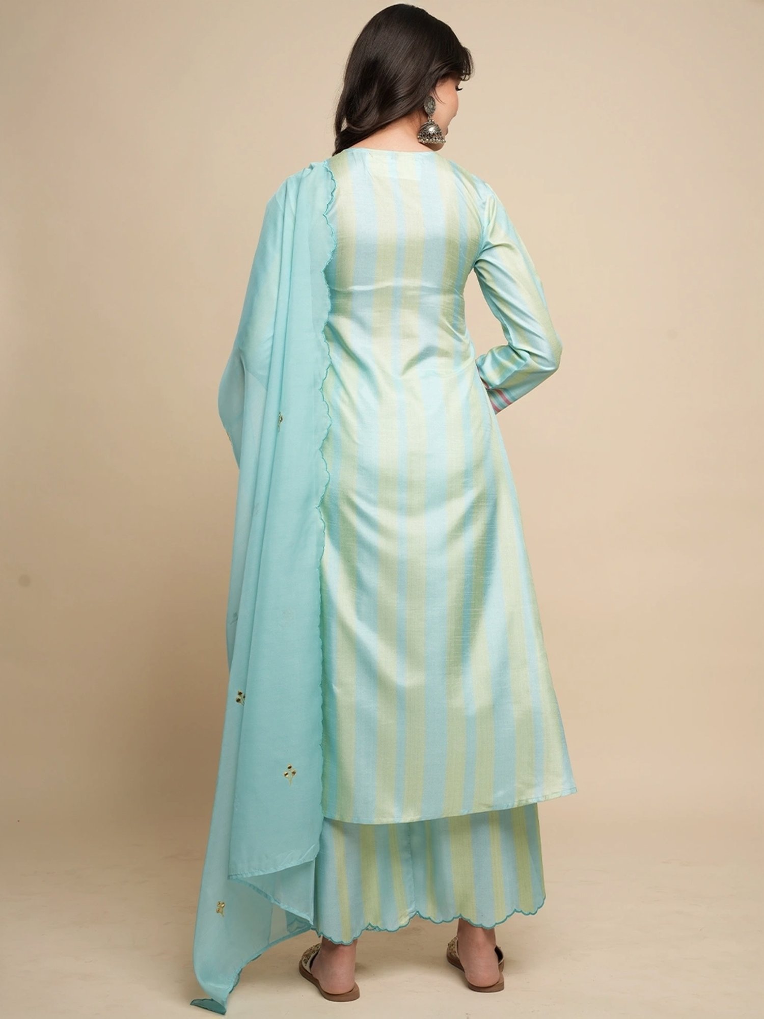 Heeposh Blue Printed Kurta Palazzo Set With Dupatta