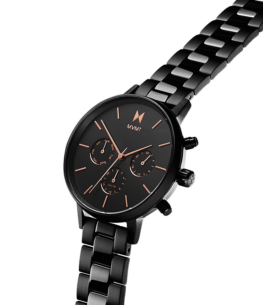 MVMT Nova Collection Crux Black Out Multifunction Bracelet Watch