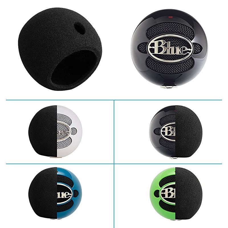 Blue Snowball Pop Filter Foam Cover Blue Snowball Cover Microphone Windscreen Compatible with Blue Snowball Ice Microphone Black