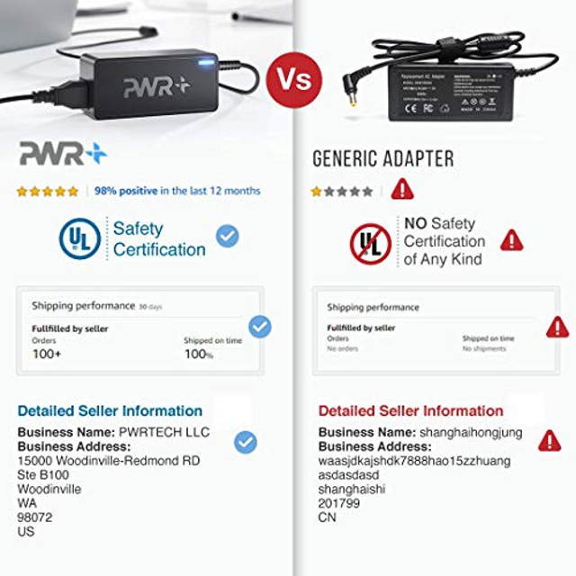 Pwr UL Listed Extra Long 12 Ft Charger for Toshiba Chromebook-2 Cb35-b3330 Cb35-b3340 Power Cord Laptop Ac Adapter: Cb30-b3121 Cb30-b3122 Cb30-b3123 CB35-C3300 PA5192U-1ACA ! Select Models ONLY !
