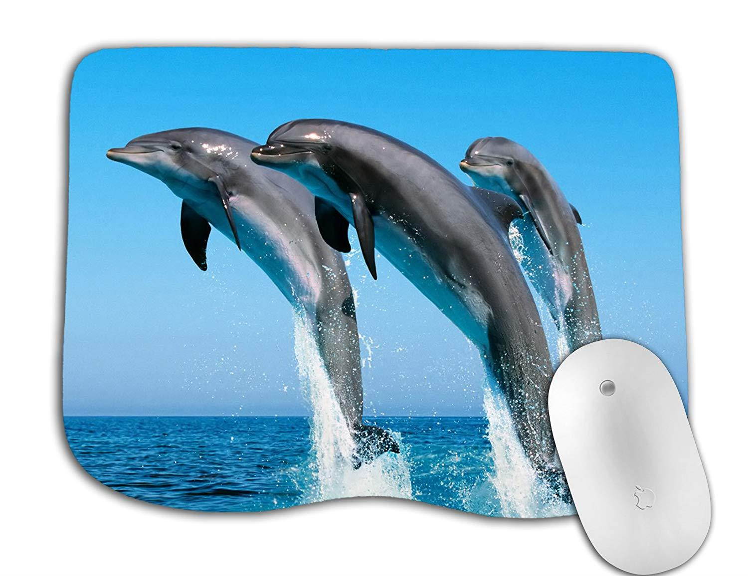Abili Cute Dolphins Jumping In The Ocean Curve mosue pad Non-slip mouse pad Gaming mouse pad
