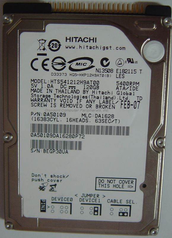 HGST Travelstar 5K120 HTS541212H9AT00 120 GB 2.5" Internal Hard Drive