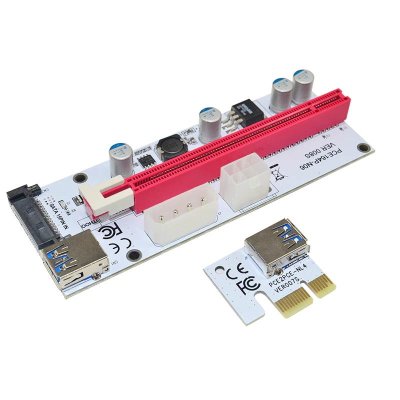 USB3.0 PCIE 1X to 16X PCI Express Riser Card Extension Cable with DC Single Power Cable VER008S for Mining Miner Bitcoin BTC