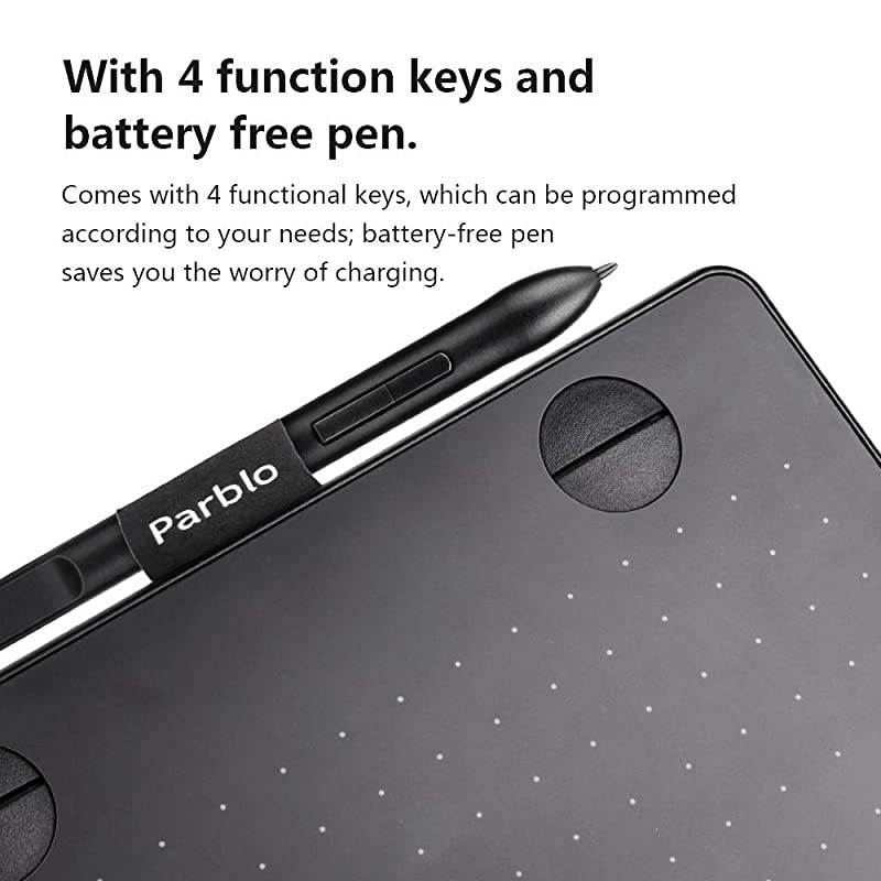 A640 Drawing Tablet with 8192 Levels BatteryFree Stylus Pen 72quot x 59quot Graphic Drawing Tablet for Digital Art Works Drawing Sketch Design Paint