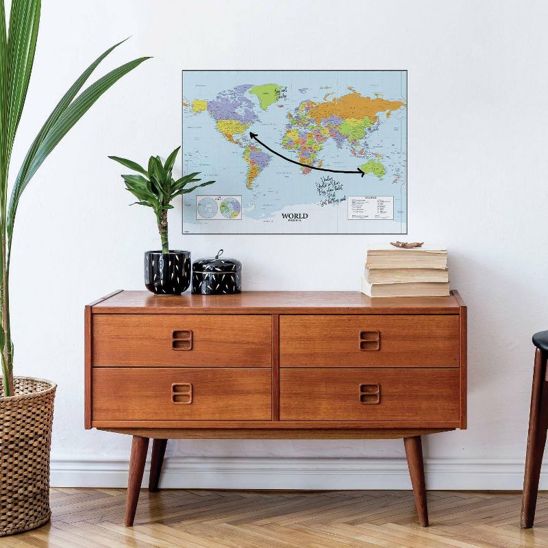 Dry Erase Map Of The World Peel and Stick Giant Wall Decal - RoomMates