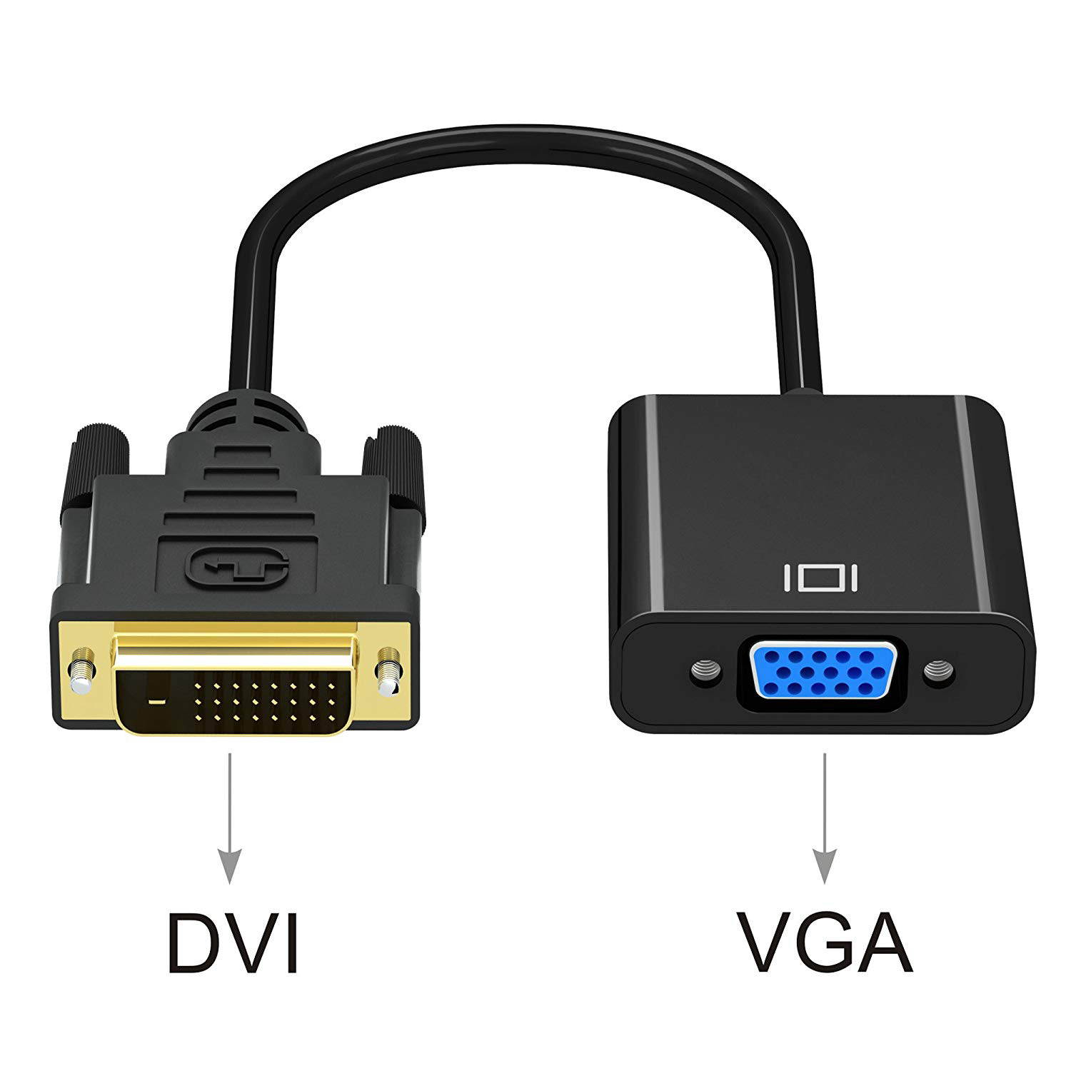 Wanmingtek Active DVI-D Dual Link 24+1 Male to VGA Female Video with Flat Cable Adapter Converter for DVI Device, Laptop, PC to VGA Displays, Monitors, Projectors