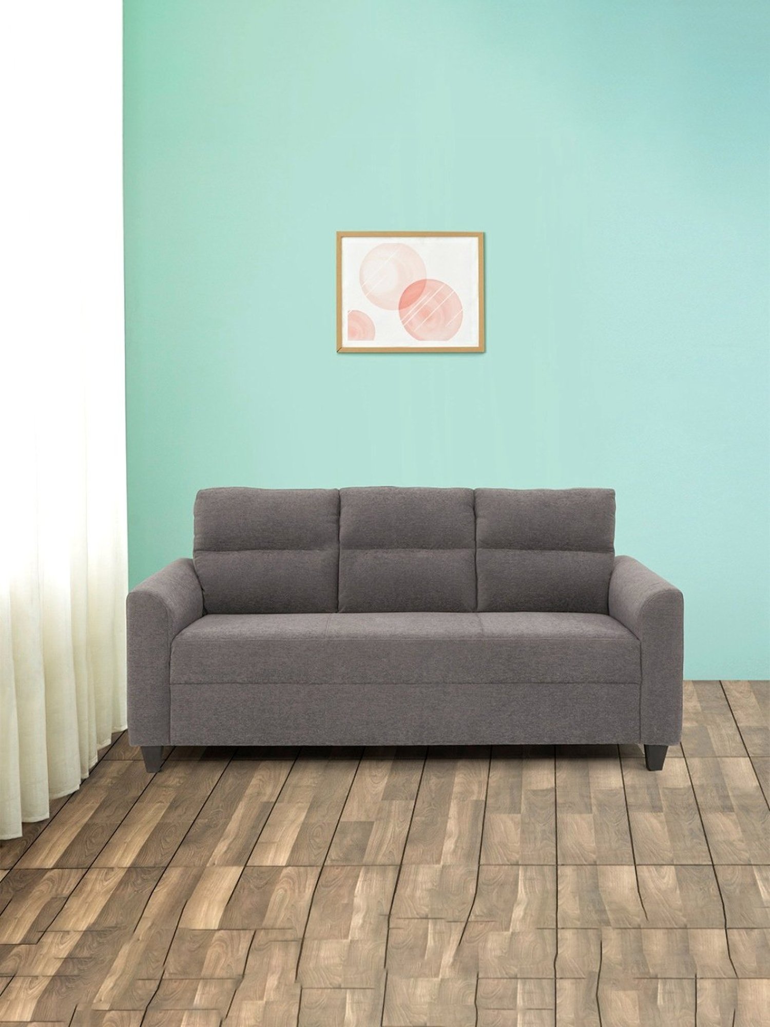 Duroflex Ease Grey Neem Wood 3 Seater Sofa