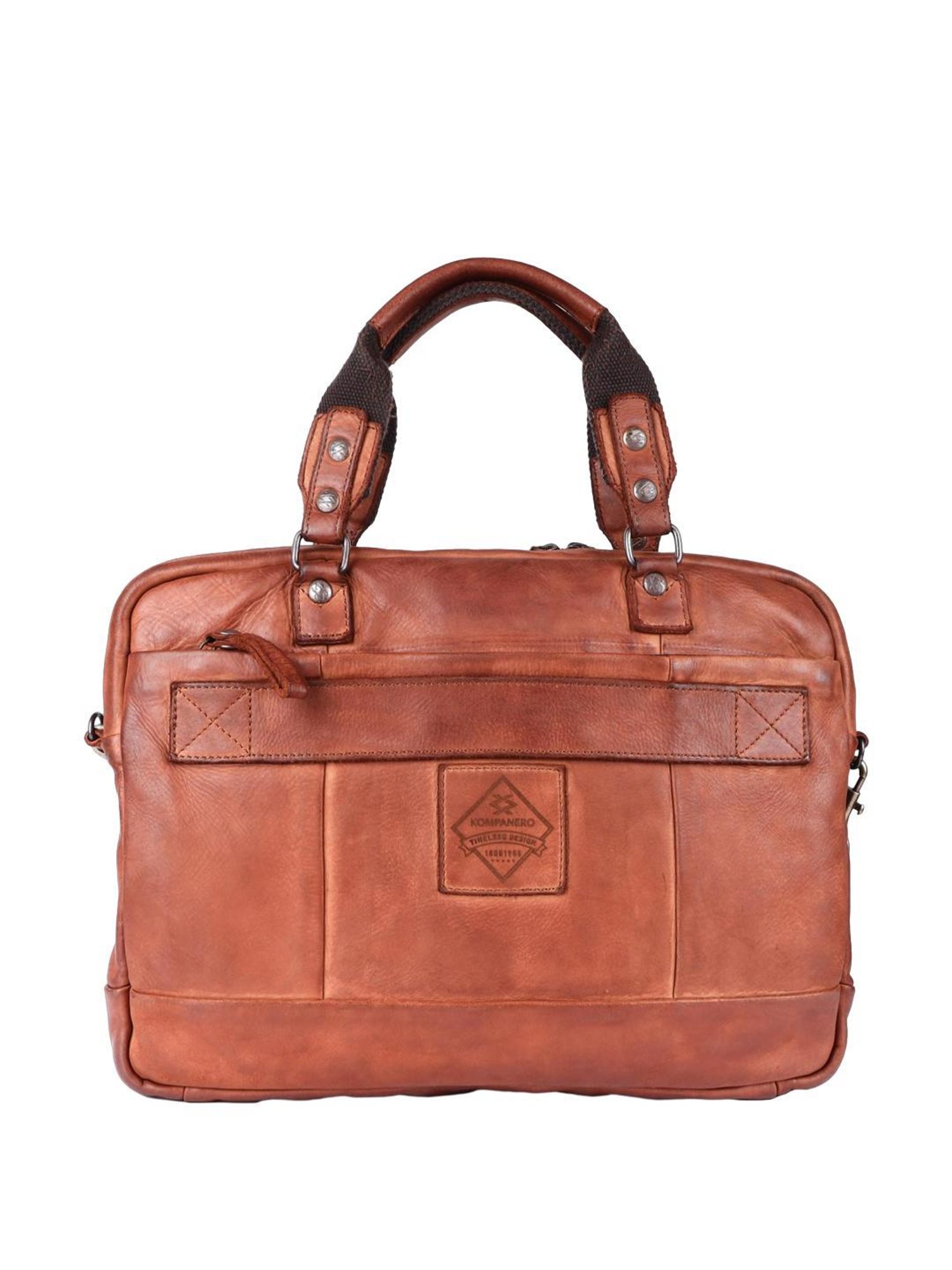 KOMPANERO Garrison Tan Textured Laptop Messenger Bag
