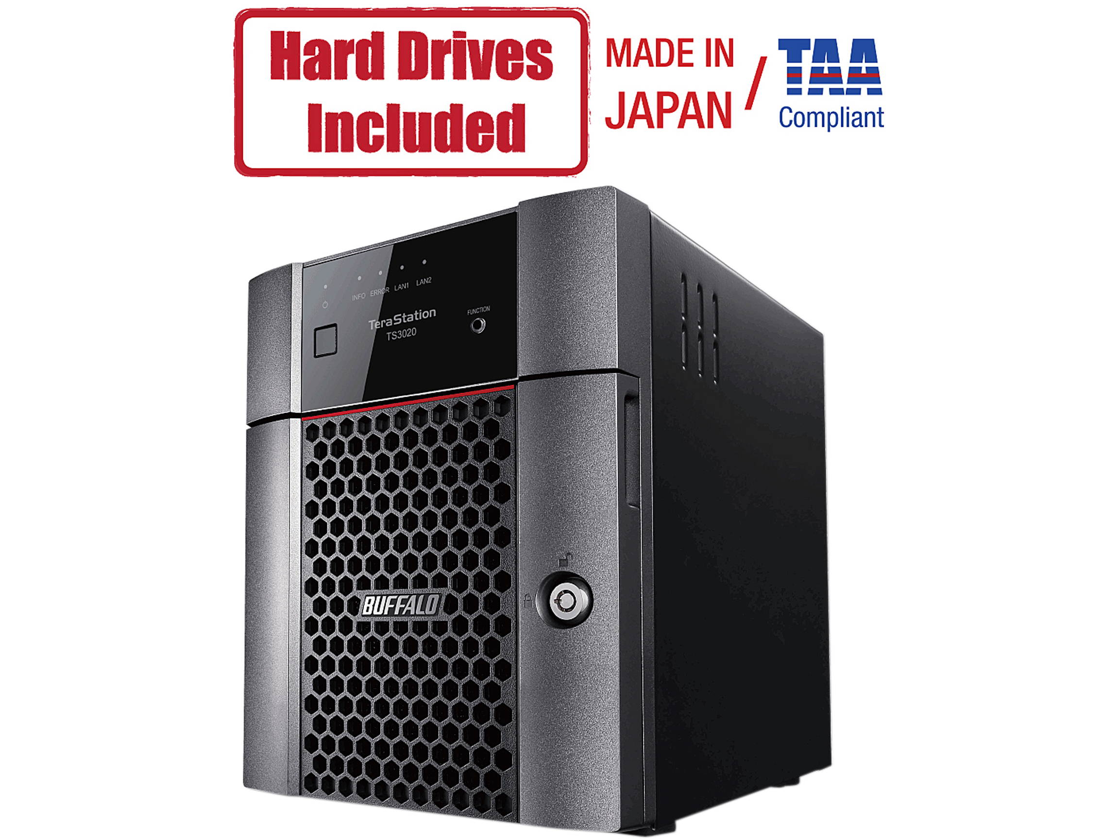 Buffalo TeraStation 3420DN 32TB NAS Hard Drives Included (4 x 8TB, 4 Bay)