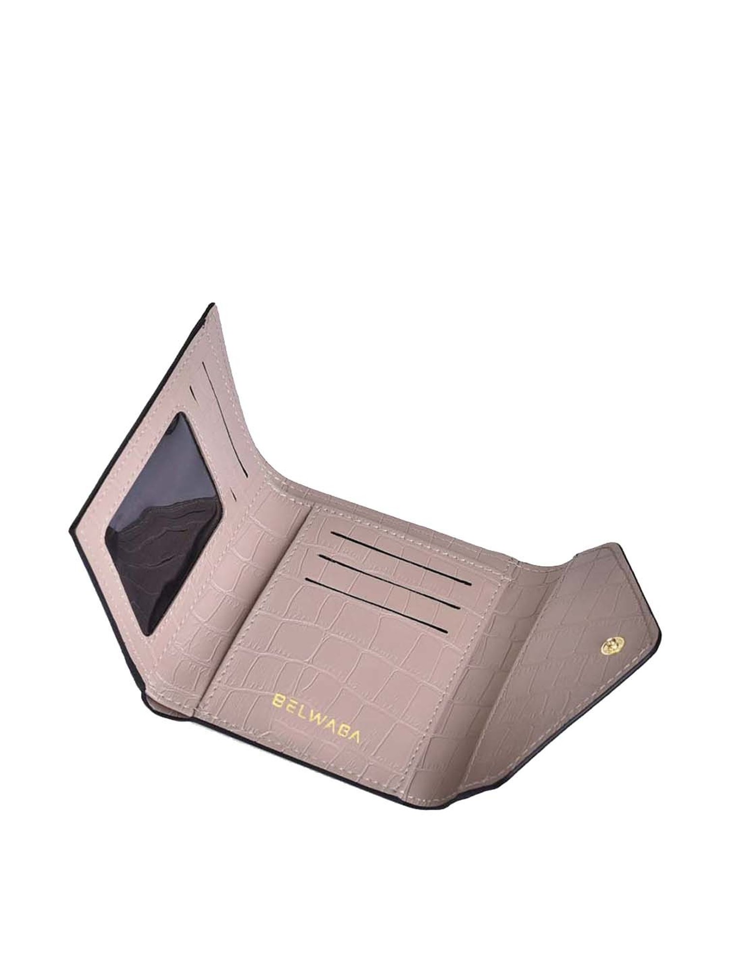 BELWABA Beige Textured Tri-Fold Wallet for Women