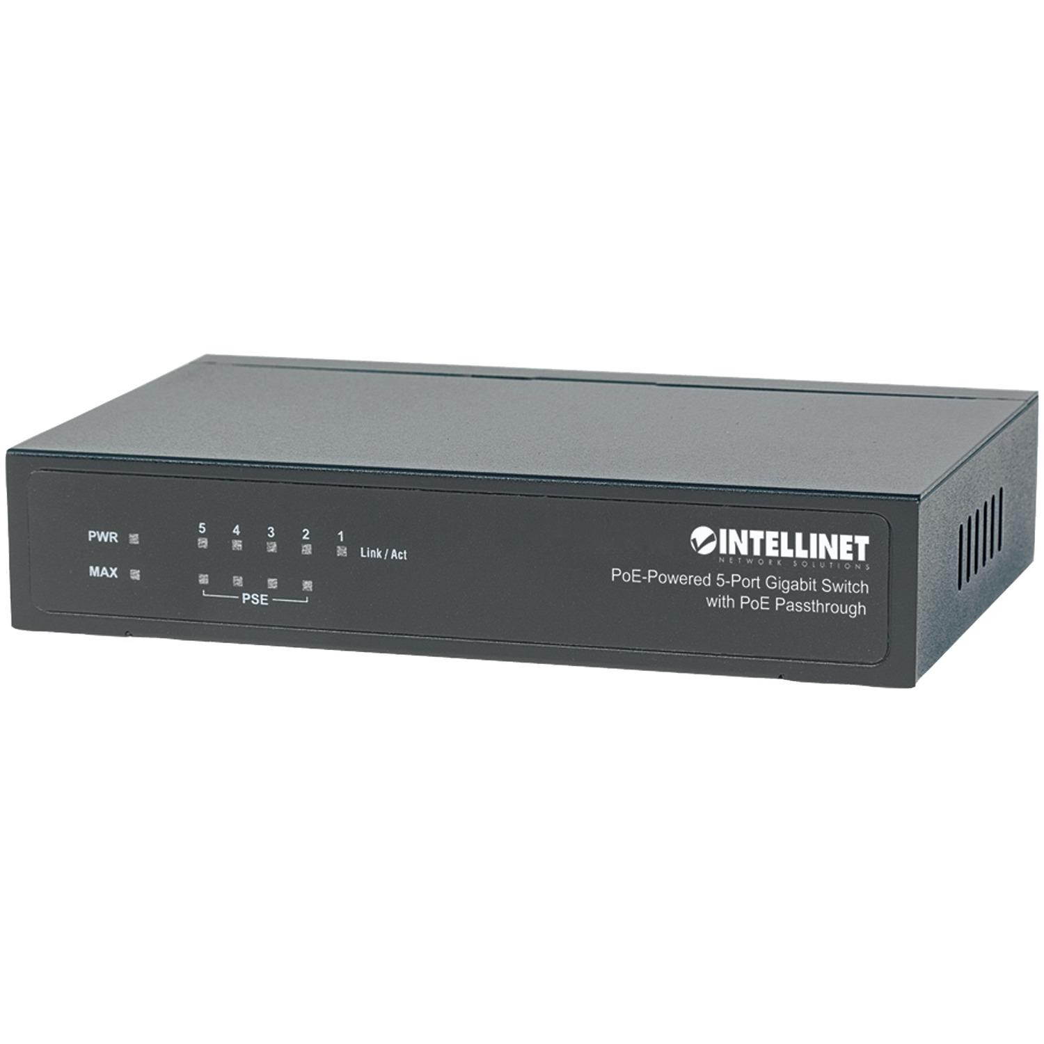 Intellinet PoE-Powered 5-Port Gigabit Switch with PoE Passthrough