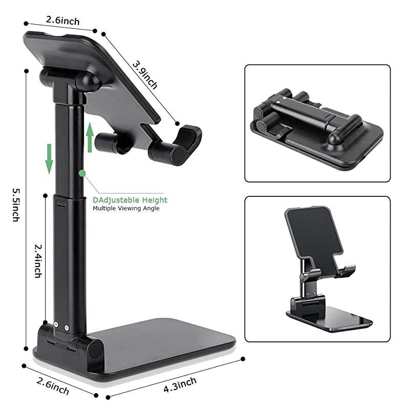 Cell Phone Holder Foldable Portable Tablet Stand Height and Desktop Stand for Desk Compatible with SmartphoneiPadKindleTablet