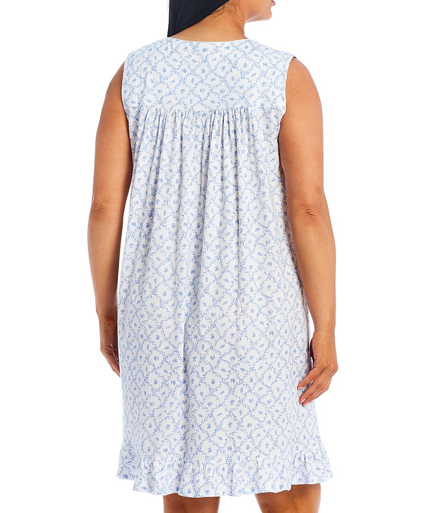 Eileen West Plus Geometric Print Knit Sleeveless Nightgown