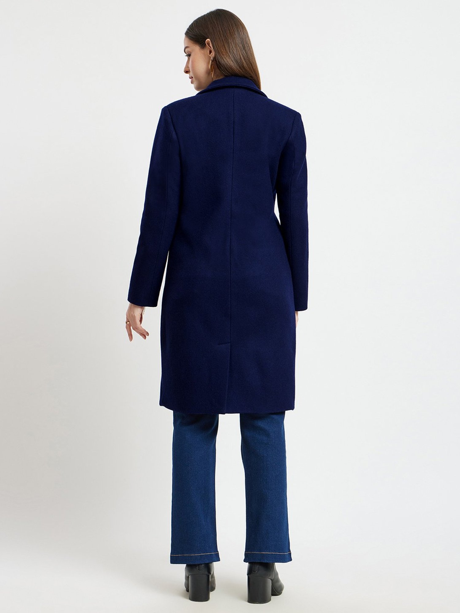 Fablestreet Royal Blue Wool Relaxed Fit Coat