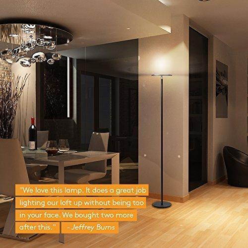 Brightech SKY LED Torchiere Floor Lamp &ndash; Energy Saving, Dimmable Adjustable Lamp, Reading Lamp&ndash; Modern Tall Standing Pole Uplight Lamp Light for Living Room, Dorm, Bedroom, and Office &ndash;Black