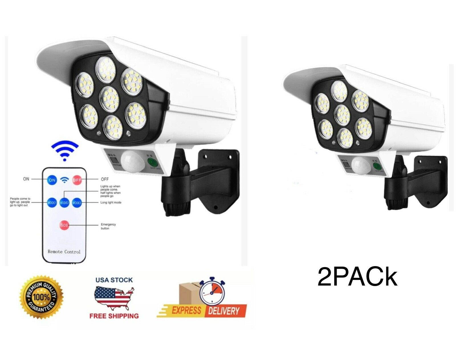 2PACK Solar Lights Outdoor Motion Sensor, 2000Lumens 77LED-3 Modes Spotlight