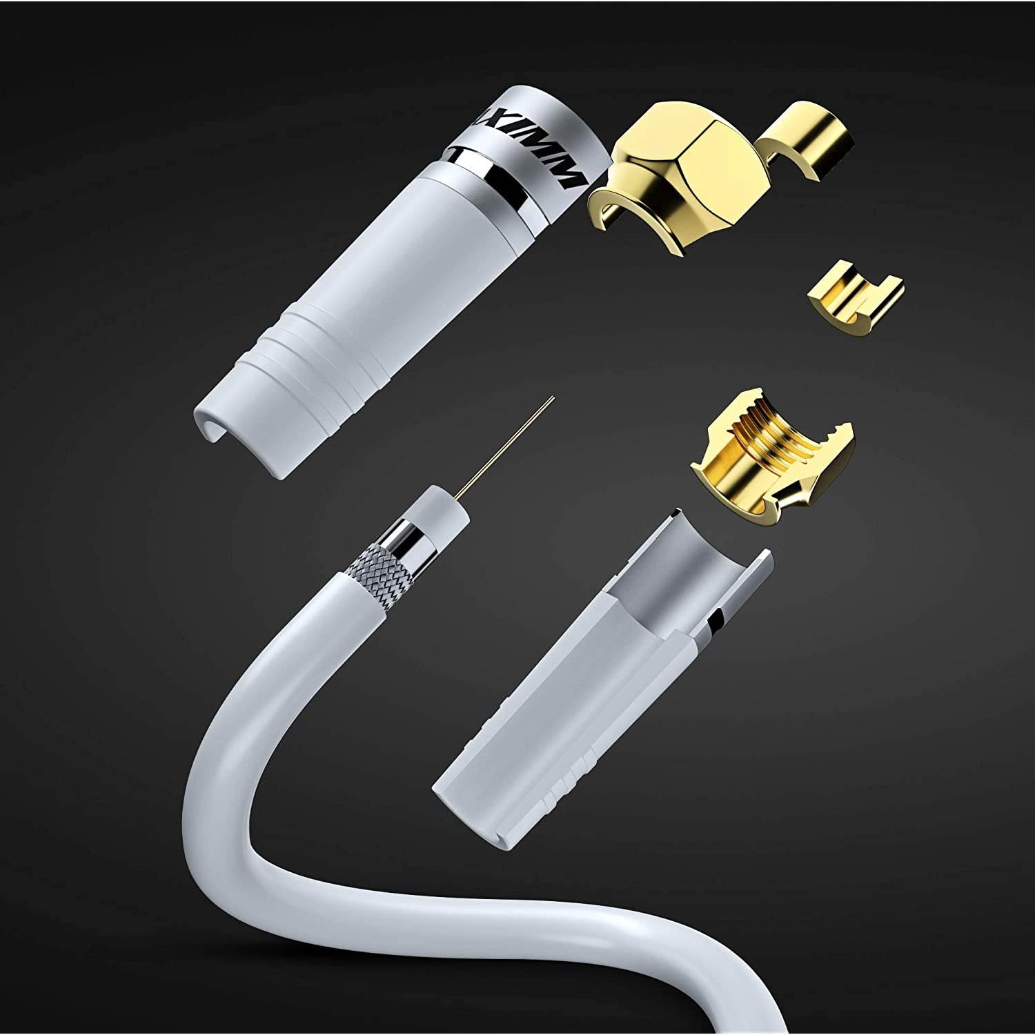 Coaxial Cable Triple Shielded CL3 in Wall-Rated (25 ft) RG6 Digital Audio Video (Coax Cable) Satellite TV, Antenna, Male F Connector Pin - 25 Feet