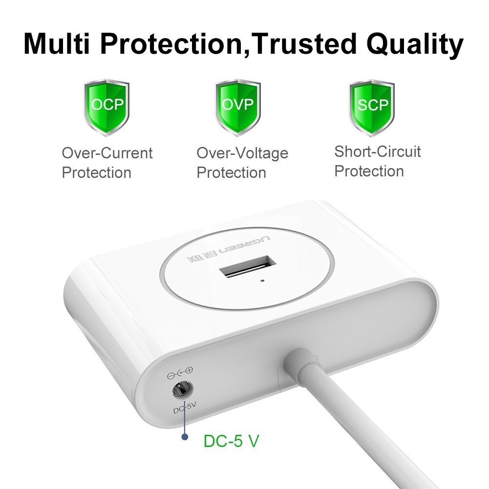 USB 3.0 4 Port Bus-powered Hub with 1m Shielded Cable for iMac, MacBook Pro Air, Raspberry Pi, PCs and Laptops no driver Black