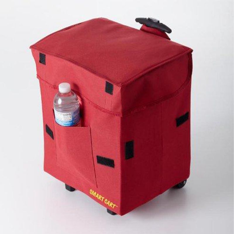 dbest products Smart Cart Collapsible Rolling Utility Basket for Laundry, Shopping, Travel, Cleaning Supplies, w/Telescoping Handle, Red